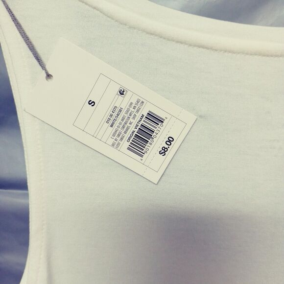 Womens Small White Tank Top Ivory Stretch Scoop Neck Knit Casual Layering Tee - Picture 10 of 12